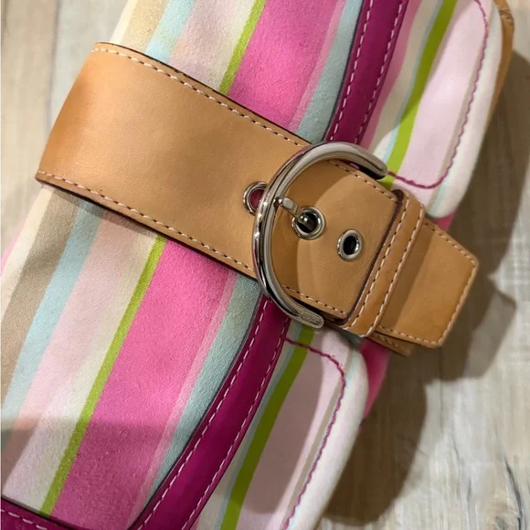 Coach Pink and Tan Striped Hobo Bag - Picture 4 of 4